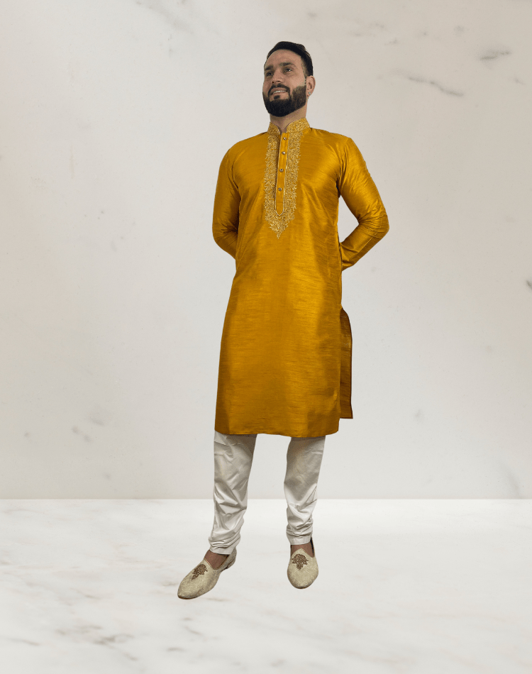 Mens-Embroidered-Yellow-Silk-Kurta-1.png