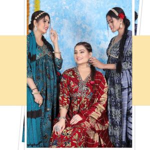 Pooja vol-3 by mystic 3004 series neck embroidery work kurti pant with dupatta XL & L (Size)