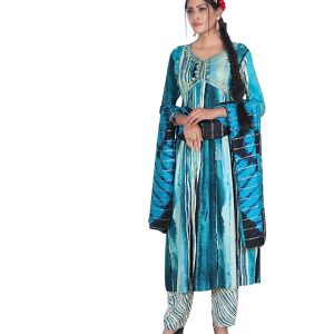 Pooja vol-3 by mystic 3007 series neck embroidery work kurti pant with dupatta XL & L (Size)