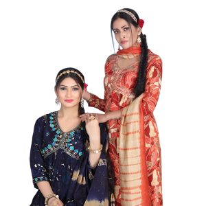 Pooja vol-3 by mystic 3008 series neck embroidery work kurti pant with dupatta XL & L (Size)